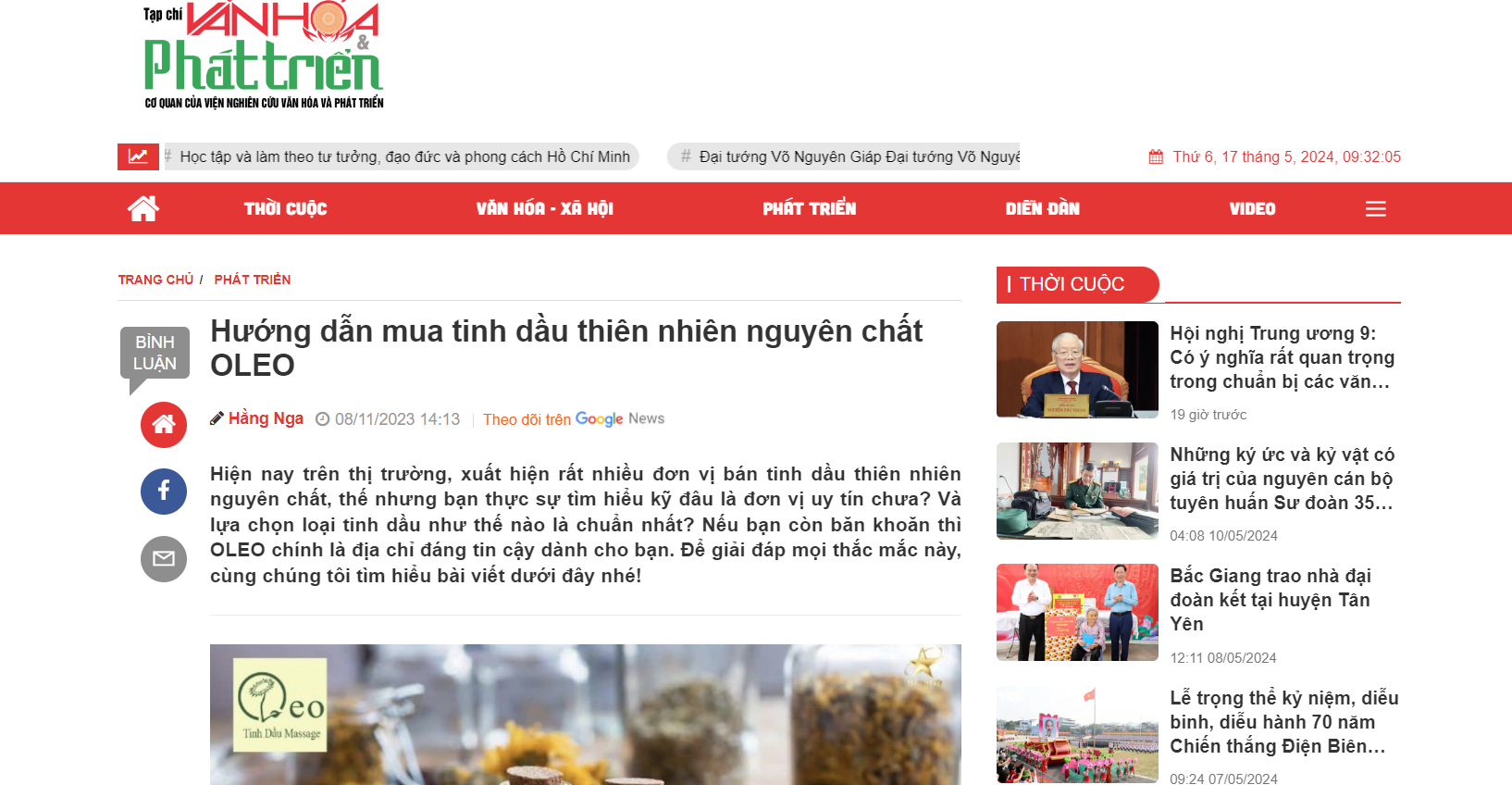 Tinh dầu thiên nhiên OLEO